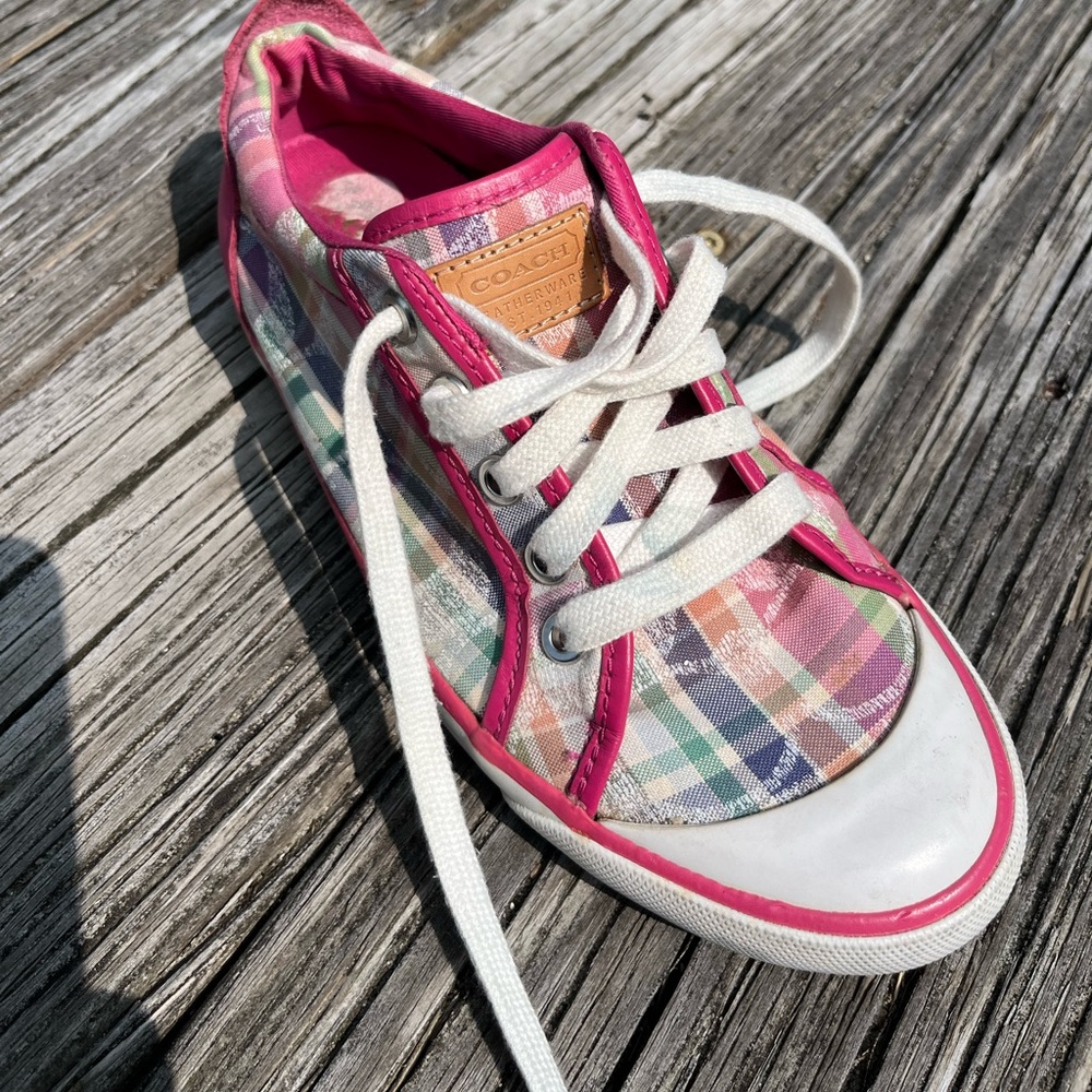 Coach Multicolor Plaid Sneaker WOMENS  SZ 6 NEVER WORN